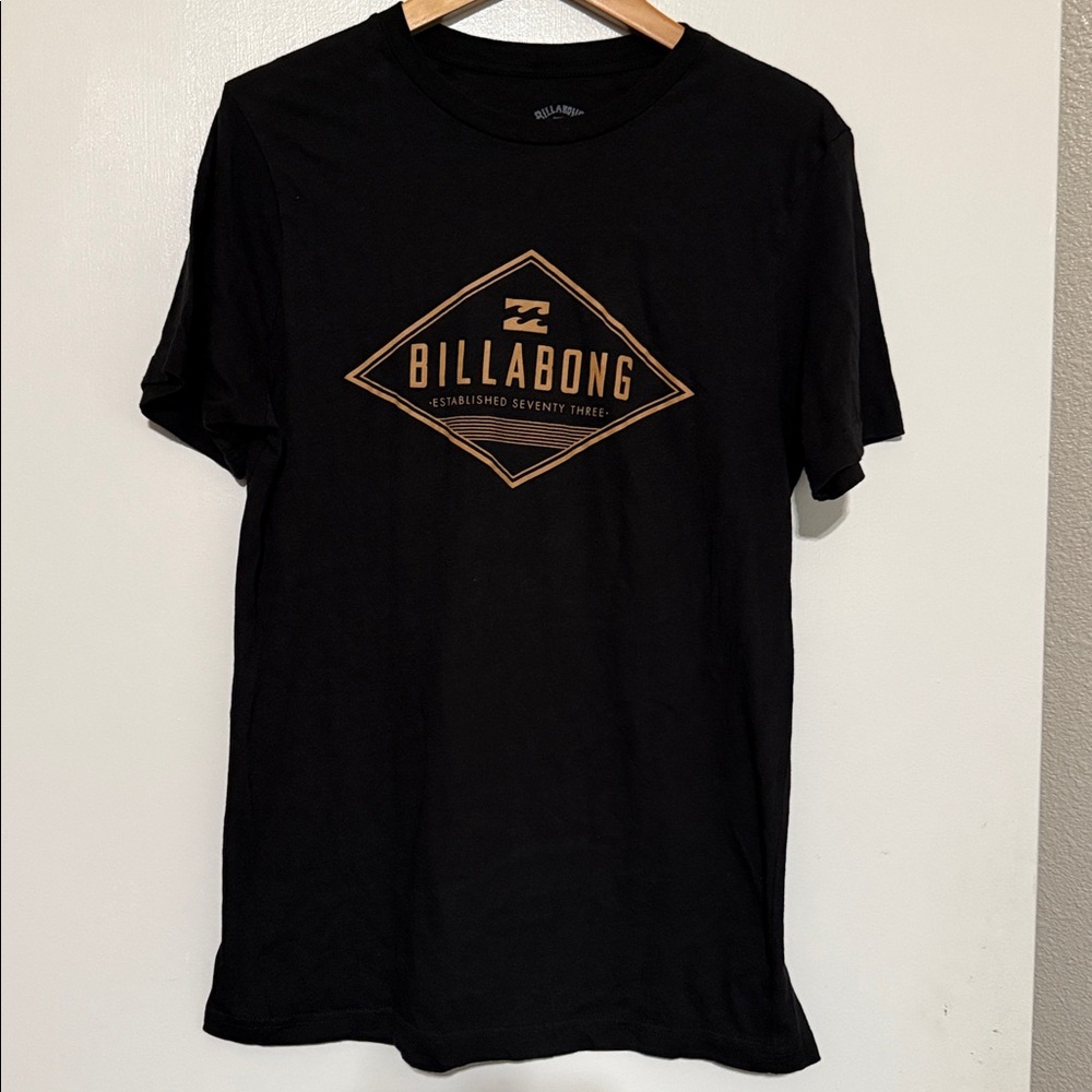 Billabong Black Tee with Tan Logo sz Med